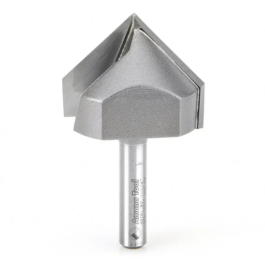 V Groove Router Bit | 90°x 1 1⁄4 Dia x 15⁄16 x 1⁄4" Shank | 45751 | 738685757512