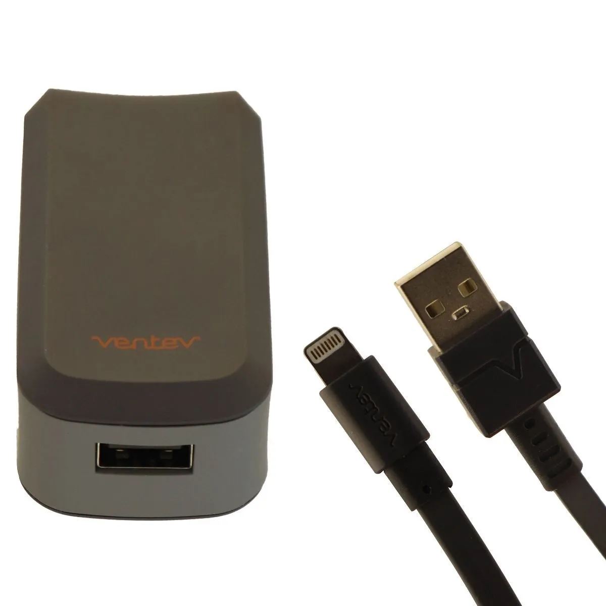 Ventev Wallport R1240 Series USB Wall Adapter and 3Ft MFI Cable - Gray