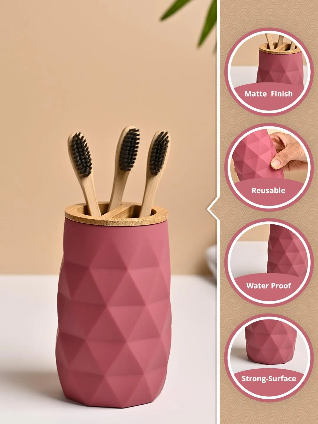 VON CASA Pink Toothbrush Holder