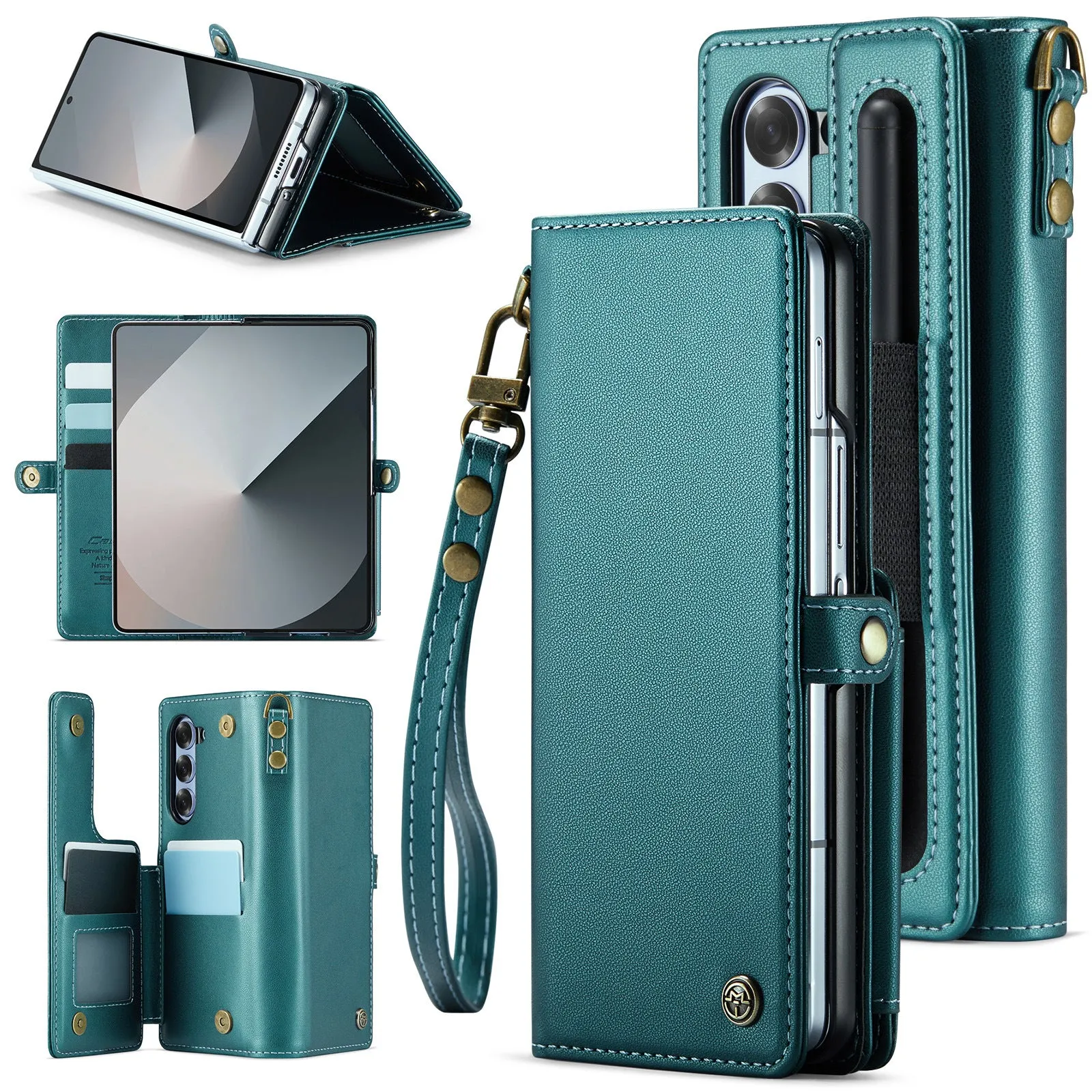 Wallet Phone Case with Pen Holder Slot with Wristlet Strap For Samsung Galaxy Z Fold 6