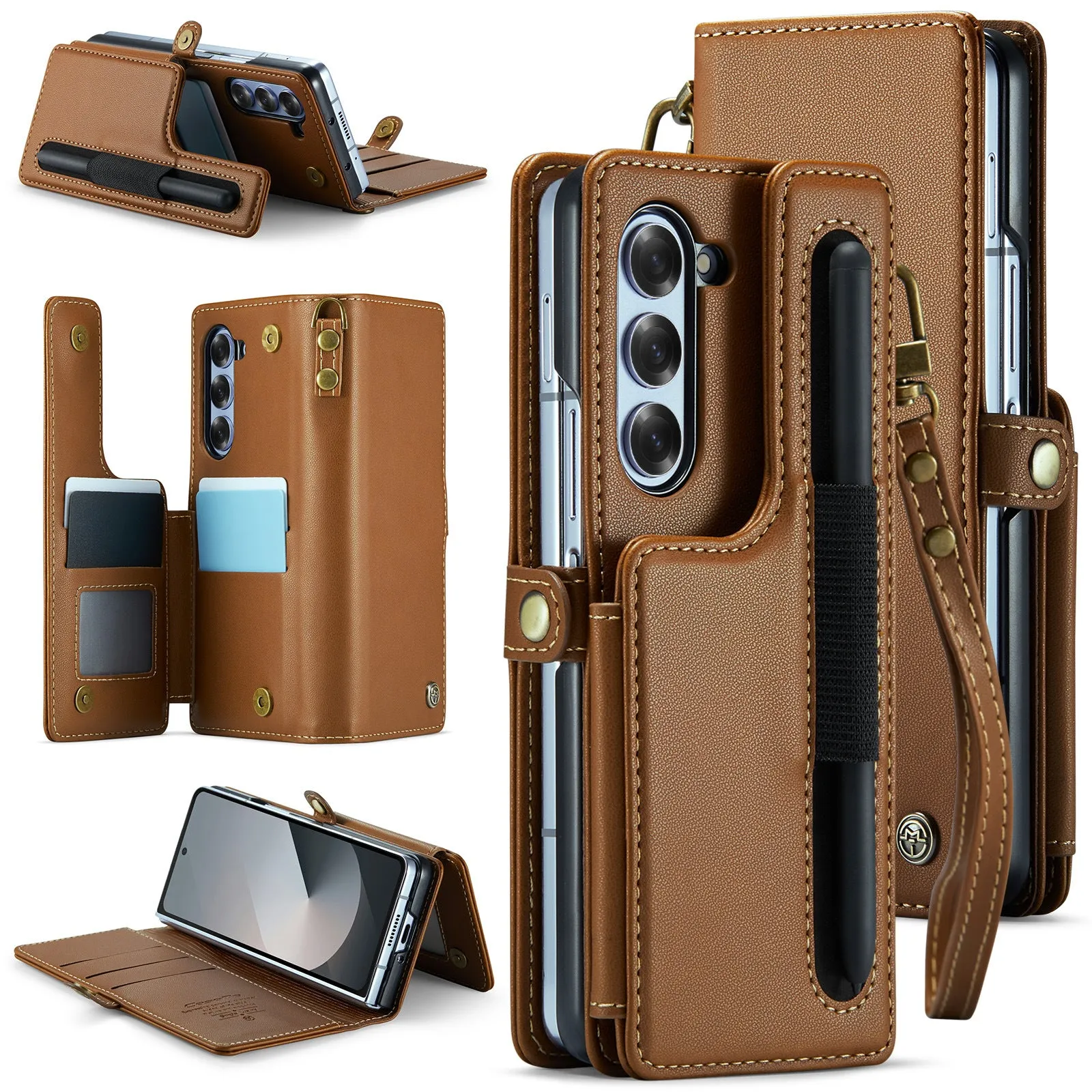 Wallet Phone Case with Pen Holder Slot with Wristlet Strap For Samsung Galaxy Z Fold 6