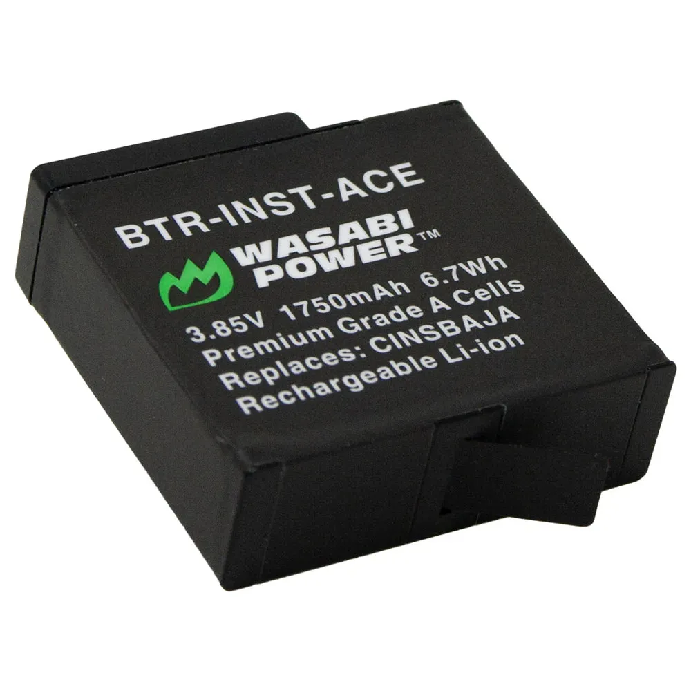 Wasabi Power Insta360 Ace / Ace Pro Action Camera Batteries (1750mAh) and Dual USB Charger Kit - Battery Replaces CINSBAJA