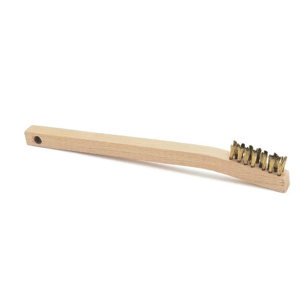 Weldmark WM601337 Brass Wire Toothbrush Curved Wooden Handle Scratch 3X7 Brush (Pkg. of 36)