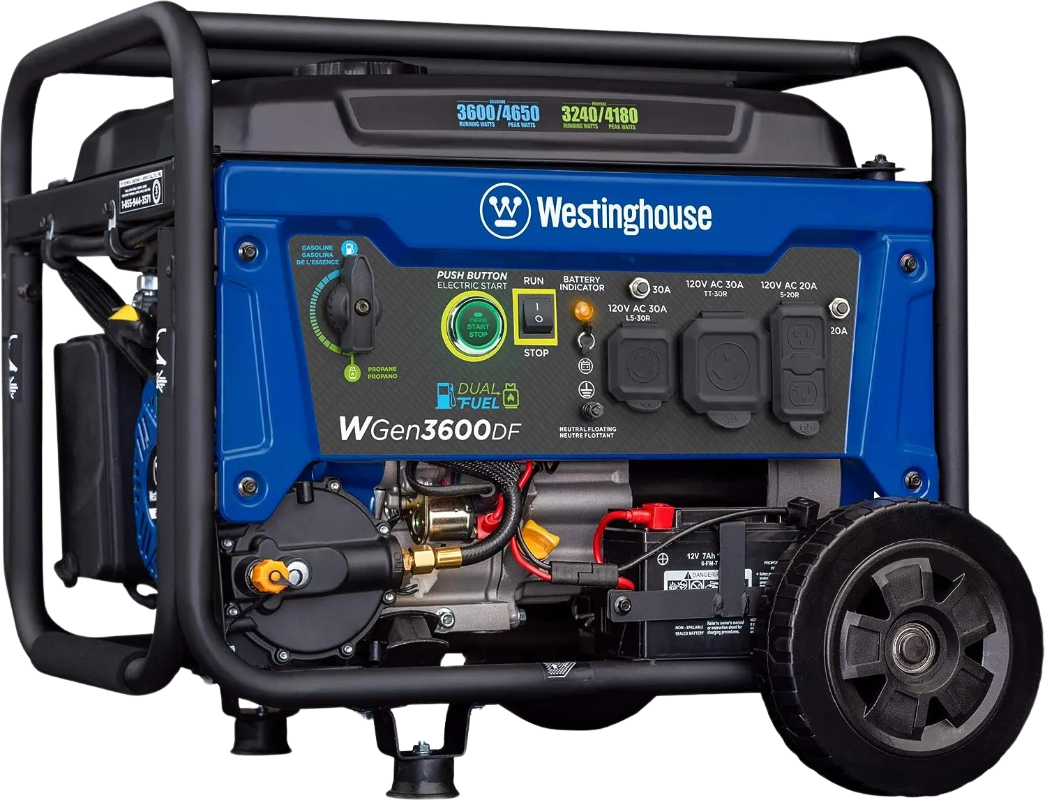 Westinghouse WGen3600DF Generator 3600W/4650W 30 Amp Remote Start Dual Fuel New