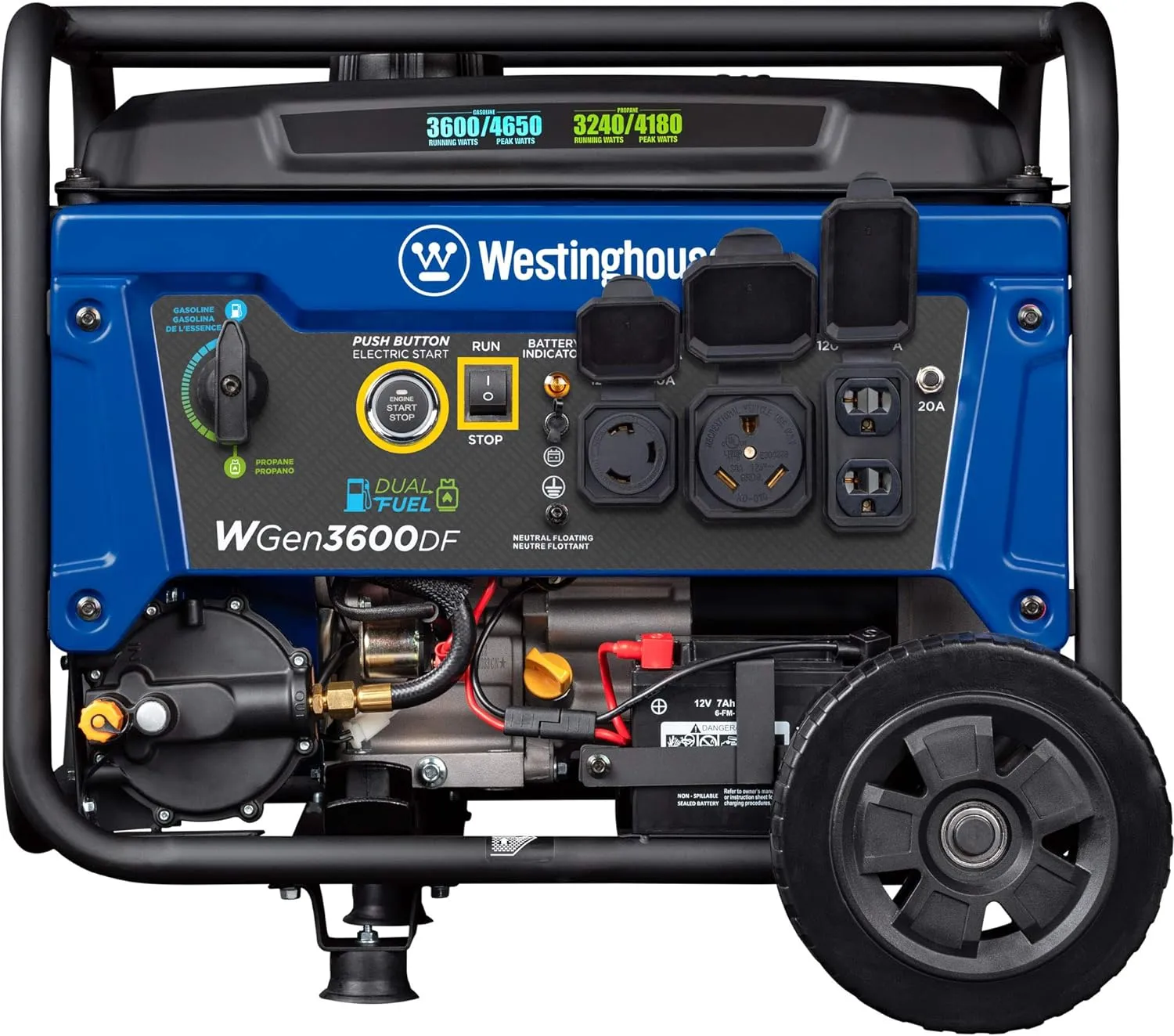 Westinghouse WGen3600DF Generator 3600W/4650W 30 Amp Remote Start Dual Fuel New