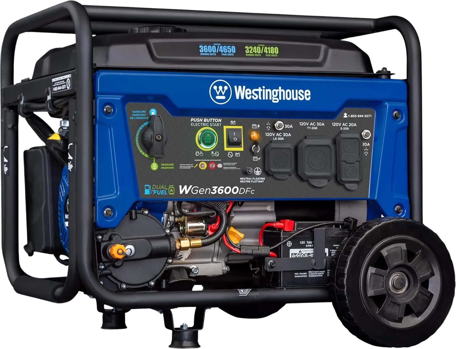 Westinghouse WGen3600DFc Generator 3600W/4650W 30 Amp Remote Start Dual Fuel New