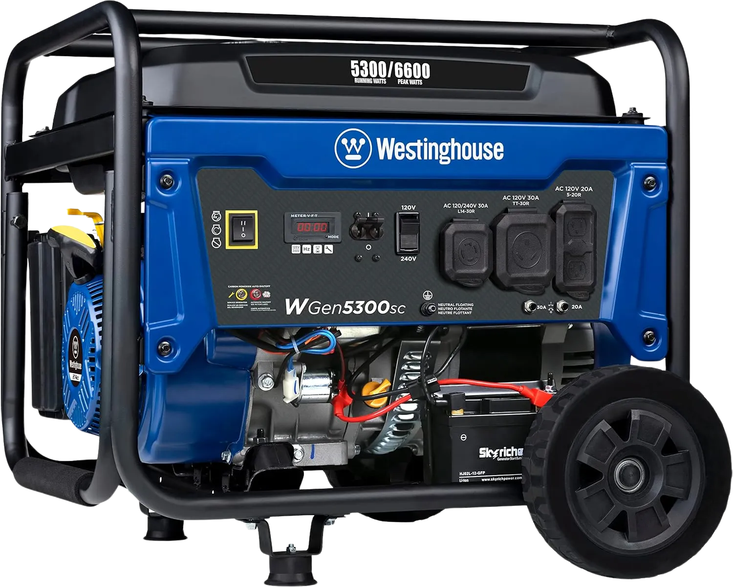 Westinghouse WGen5300sc Generator 5300W/6600W 30 Amp Electric Start Gas with CO Sensor New