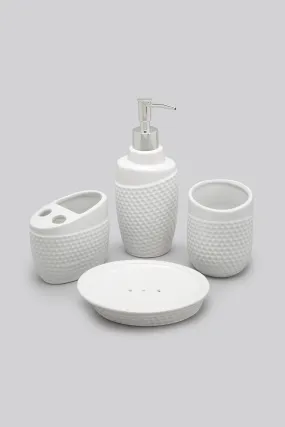 White Bath Accessories Set (4 Pieces)