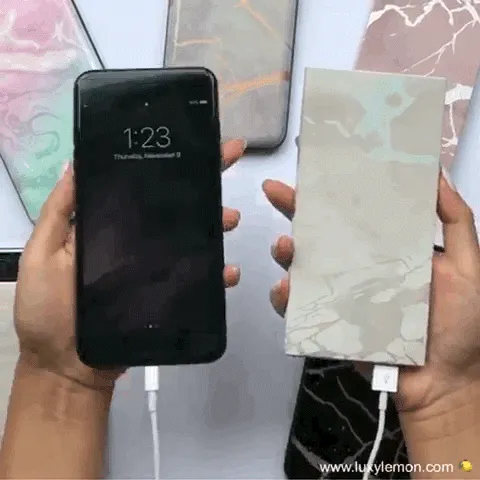 White Holo Marble Power Bank Charger