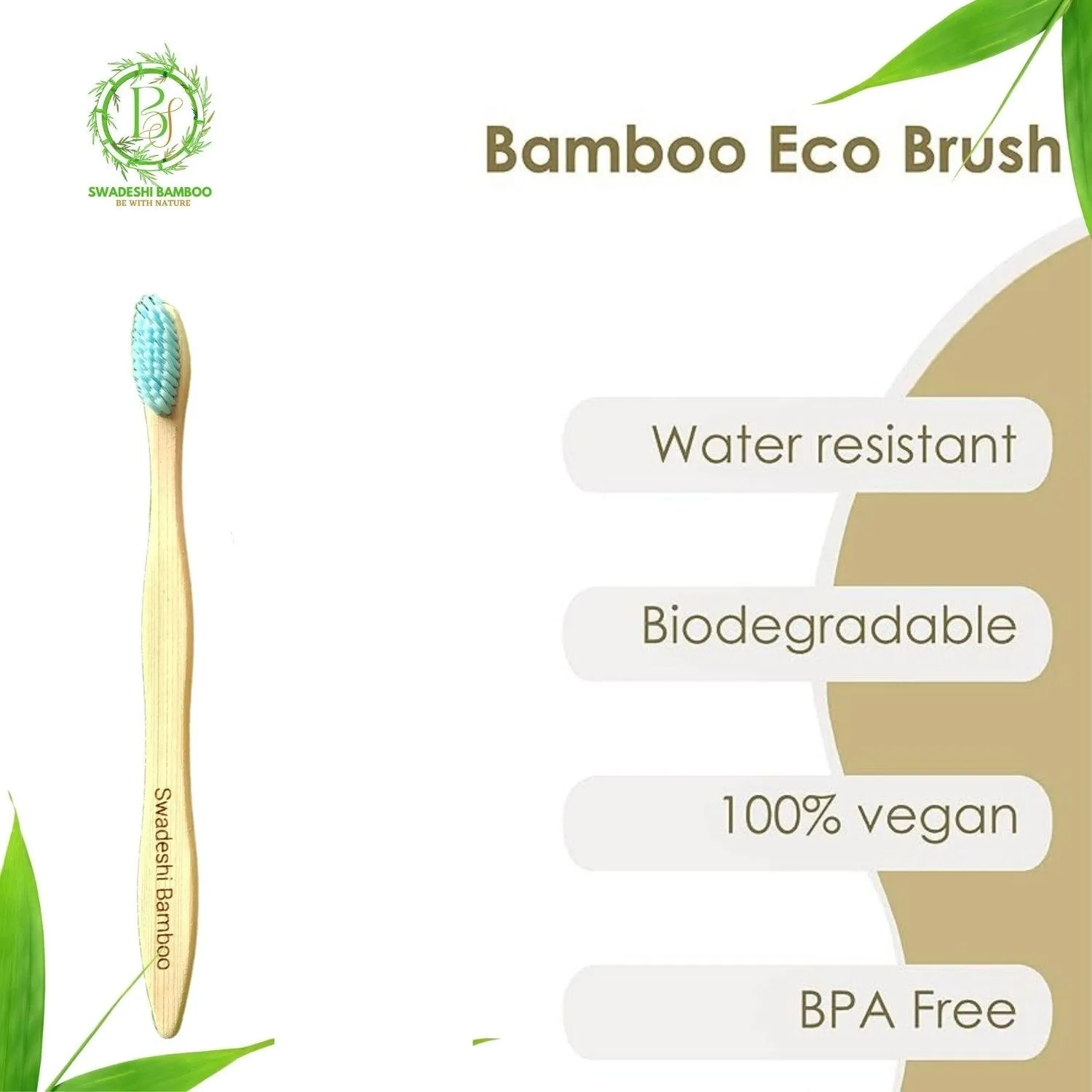 Wooden Bamboo Toothbrush | Pack of 4 | Ultra-Soft Bristles | BPA Free | Biodegradable and Compostable