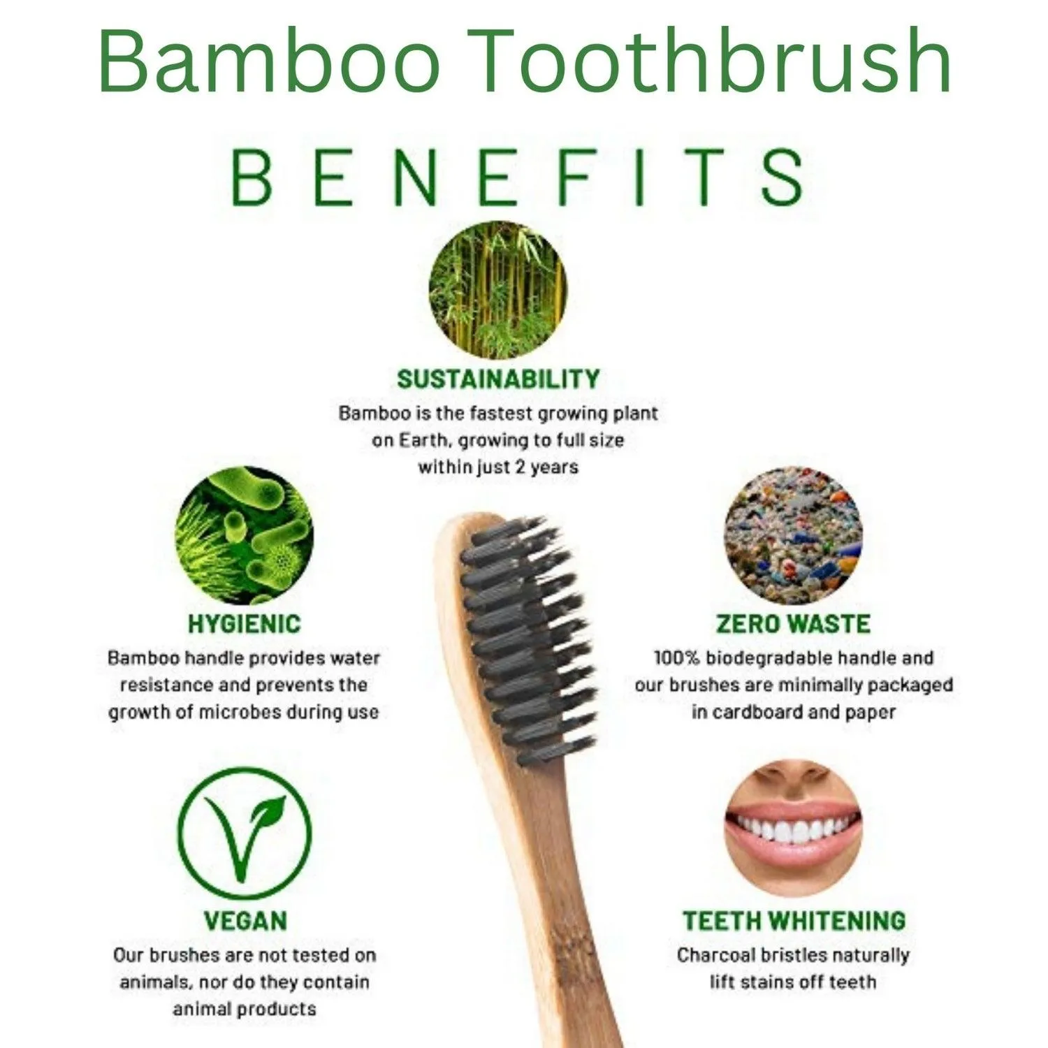 Wooden Bamboo Toothbrush | Pack of 4 | Ultra-Soft Bristles | BPA Free | Biodegradable and Compostable