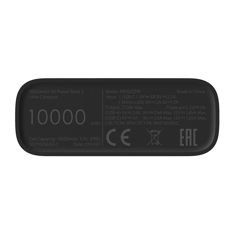 Xiaomi 10000mAh 22.5W Fast Charge Power Bank 3 Ultra Compact | Black